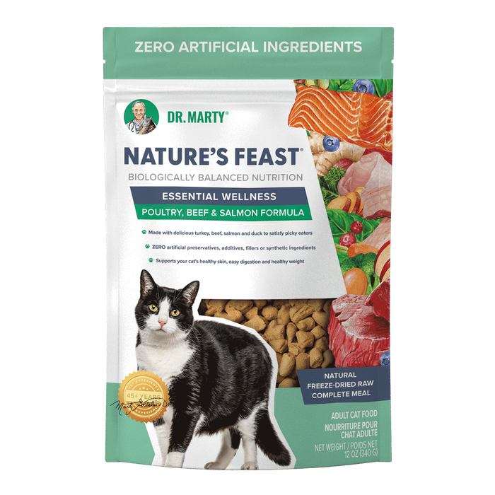 Dr. Marty Nature's Feast Essential Wellness Poultry, Beef, & Salmon Dry Cat Food 12 oz