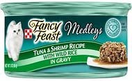 Fancy Feast Medleys Tastemakers Tuna & Shrimp Recipe with Wild Rice in Gravy, 3-oz, case of 12