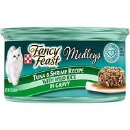Fancy Feast Medleys Tastemakers Tuna & Shrimp Recipe with Wild Rice in Gravy, 3-oz, case of 12