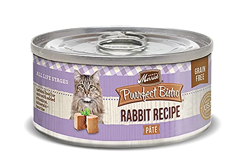 Merrick Purrfect Bistro Canned Cat Food, Rabbit Pâté Recipe, Grain Free Natural Cat Food with Added Vitamins & Minerals, for All Life Stages, 5.5 OZ Can (Pack of 12)