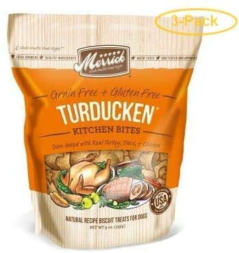 Merrick Kitchen Bites Dog Treats - Turducken 9 oz - Pack of 3