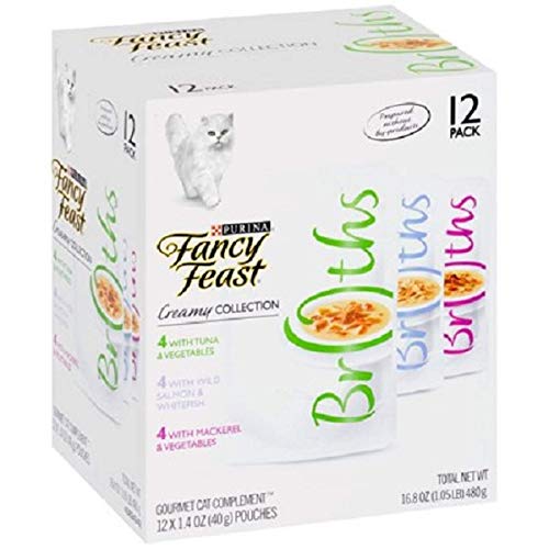 Purina Fancy Feast Broths Adult Wet Cat Food Complement Variety Packs - 12 (1.4 oz. Pouches)