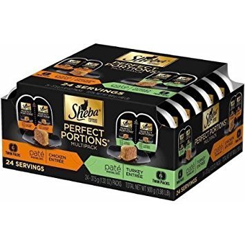 Sheba Premium Cat Food Perfect Portions Multipack - chicken Entree and Turkey Entree 12-twin packs