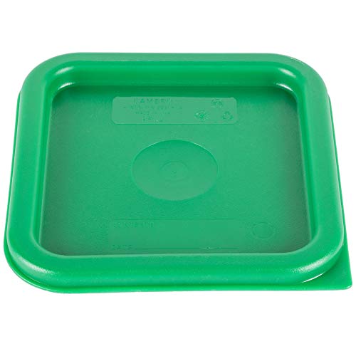 Cambro 4SFSCW135 4 Qt. Clear Square Polycarbonate Food Storage Container with SFC2452 Kelly Green Lid