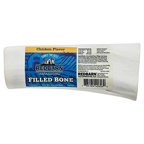 Redbarn Filled Dog Bones | Natural Long-Lasting Dental Treats; Suitable for Aggressive Chewers. (Chicken, Large (6") - 5 Bones)
