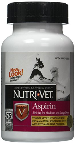 Nutri-Vet Aspirin 300mg Chewables for Medium and Large Dogs, 75ct