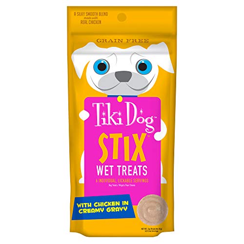 Tiki Dog Stix, Grain Free Wet Treats & Lickable Gravy, Smooth Blend Food Topper or Hand Fed Snack