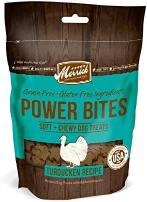 Merrick Power Bites All Natural Grain Free Gluten Free Soft &amp; Chewy Chews Dog Treats Turducken, 6 OZ