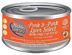 Nutri Source Grain Free Pork & Pork Liver Select Canned Cat Food 12/5.5oz Case