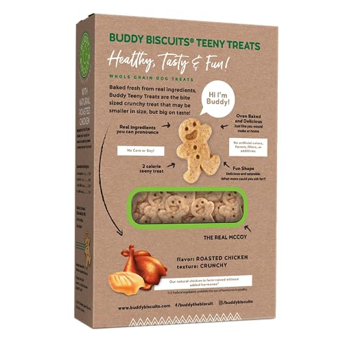 Buddy Biscuits Oven Baked Teeny Dog Treats - Whole Grain Treats for Small or Toy Breed Dogs