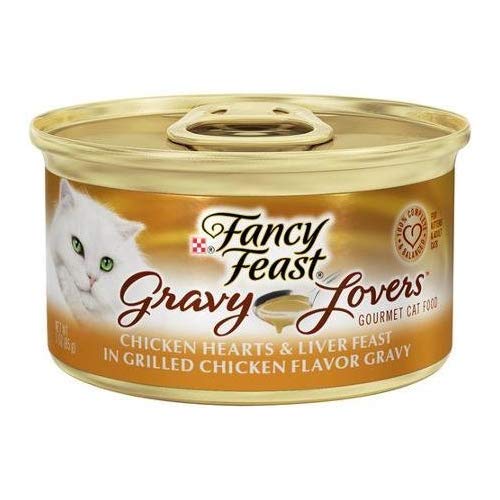 Fancy Feast Gravy Lovers Chicken Hearts & Liver Feast in Grilled Chicken Flavor Gravy Cat Food 3 oz, 12 Cans