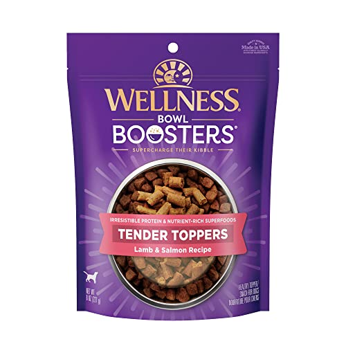 Wellness Tender Toppers (Previously CORE Bowl Boosters), Grain-Free Natural Dog Food Toppers or Mixers, Made with Real Meat (Lamb & Salmon, 8 oz Bag)