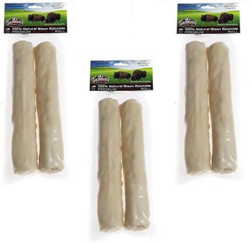 (3 Pack) All-Natural Buffalo Rawhide Rolls, Large, 2 Rolls each