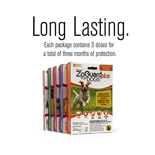ZoGuard Plus Flea and Tick Prevention for Dogs, Medium 23-44 lbs, 3 Months, 3 Doses