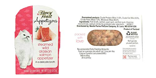 Purina Purely Fancy Feast Appetizers Cat Treats Flavor Variety Sampler Bundle of 12 Containers, 1.1 Ounces Each (3 Light Meat Tuna, 3 Salmon, 3 Tuna, 3 Chicken)