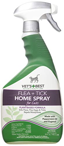 Vet's Best Flea and Tick Home Spray for Cats, 32 oz, USA Made (2 Pack)