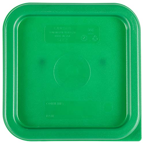 Cambro 4SFSCW135 4 Qt. Clear Square Polycarbonate Food Storage Container with SFC2452 Kelly Green Lid