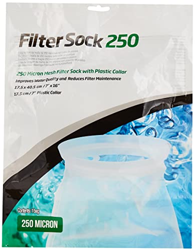 Seachem 67101556: Mesh Filter Sock with Plastic Collar, 250Mic 7X16