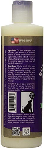 Cloud Star Shampoo and Conditioner Lavender & Mint Combo Pack for Dogs: (1) Buddy Wash 2 in 1 Shampoo + Conditioner and (1) Buddy Rinse Hydrating Therapy Conditioner (2 Bottles Total, 16 Ounces Each)