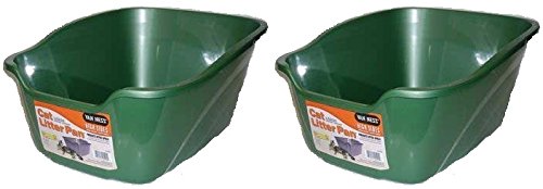 (2 Pack) Van Ness Large High Sides Cat Litter Pan, Assorted Colors, 17.5" X 15" X 8.5"