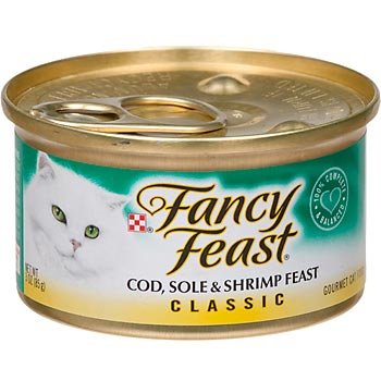 Fancy Feast Cod, Sole and Shrimp Feast Gourmet Cat Food（24-3oz.cans）