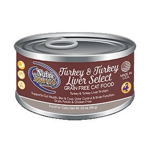 NutriSource Grain Free Turkey & Turkey Liver Select Canned Cat Food 12/5.5oz