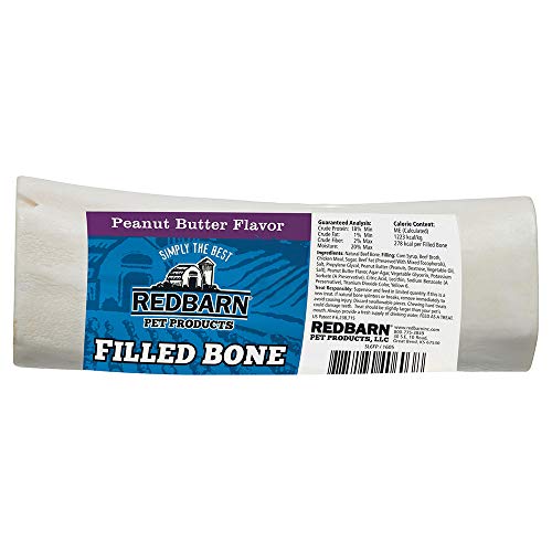 Redbarn Filled Dog Bones | Natural Long-Lasting Dental Treats; Suitable for Aggressive Chewers. (Peanut Butter, Large (6") - 3 Bones)