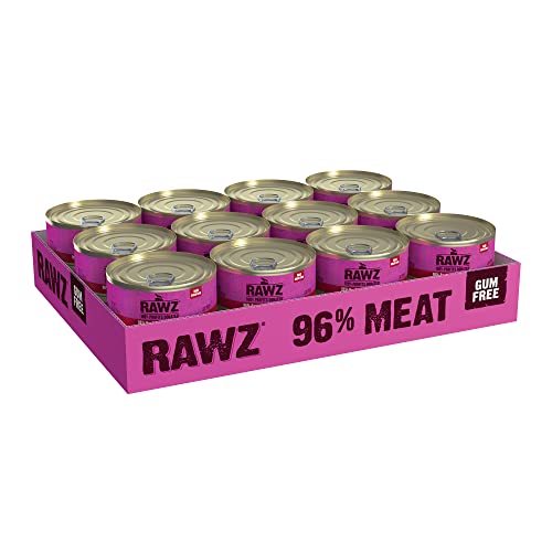 Rawz Natural Premium Pate Canned Cat Wet Food - Made with Real Meat Ingredients No BPA or Gums - 5.5oz Cans 24 Count