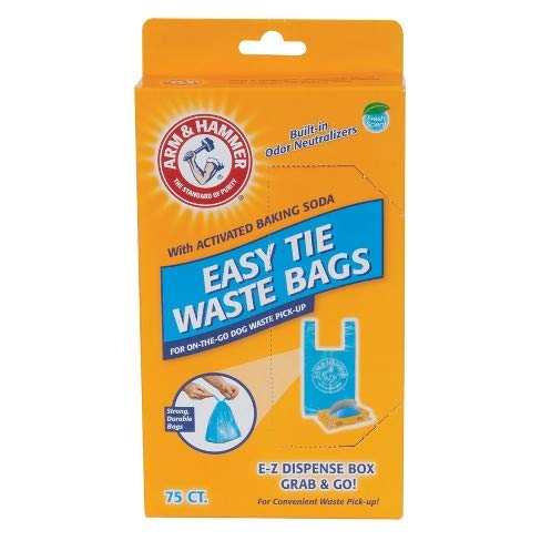 Arm & Hammer Blue Disposable Handle Easy Tie Waste Bags, 75 coun