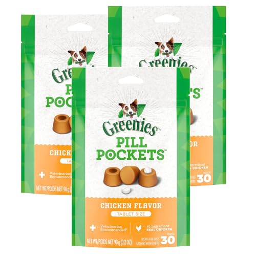 greenies Bundle Pack Pill Pocket Tablet for Dogs (3 Pack) Flavored Dog Treats (90 Tablets) Bundle