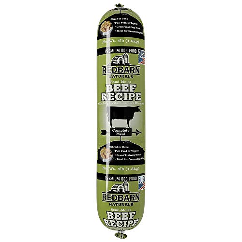 Redbarn 4lb Beef Recipe Rolled Food | Natural Ingredients with Added Vitamins & Minerals - Shelf Stable Food, Topper or Training Reward | Made in USA (Pack of 2)