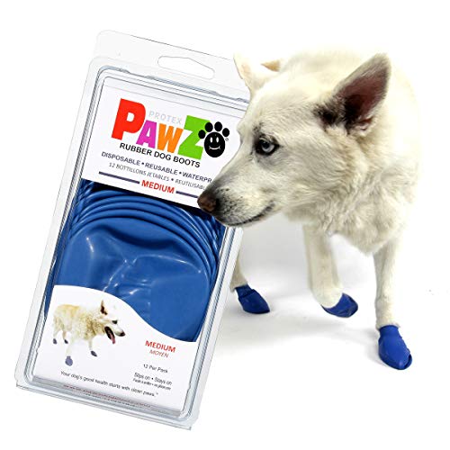 Pawz Dog Boots Medium | Dog Paw Protection with Dog Rubber Booties | Dog Booties for Winter, Rain and Pavement Heat | Waterproof Dog Shoes for Clean Paws | Paw Friction for Dogs