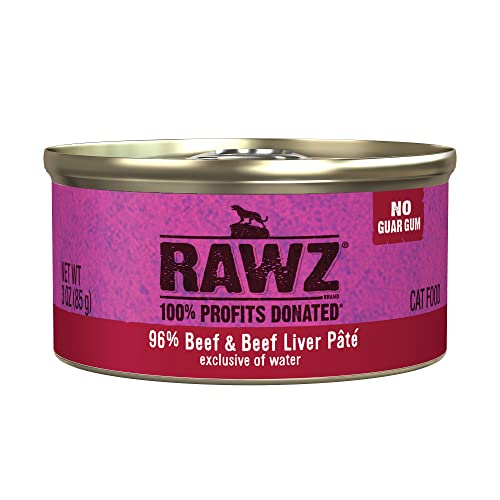 Rawz Natural Premium Pate Canned Cat Wet Food - Made with Real Meat Ingredients No BPA or Gums -3 oz Cans (Case Pack of 18)