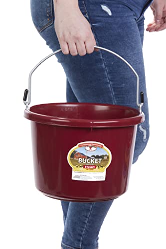 Little Giant® Plastic Animal Feed Bucket | Round Plastic Feed Bucket with Metal Handle | Made in USA | 8 Quarts