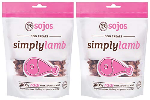 Sojos Simply Lamb Raw Freeze Dried Grain-Free Dog Treats, 4-Ounce each (Pack of 2)