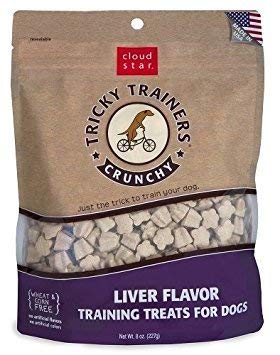 Cloud Star Crunchy Tricky Trainers 3 Flavor Variety Dog Treats Bundle: (1) Cloud Star Crunchy Tricky Trainers Cheddar Flavor, (1) Cloud Star Crunchy Tricky Trainers Liver Flavor, and (1) Cloud Star Crunchy Tricky Trainers Salmon Flavor, 8 Ounces Each (3 B