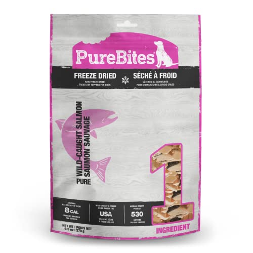 PureBites Freeze Dried Salmon Dog Treats 9.5oz | 1 Ingredient | Made in USA (Packaging May Vary)
