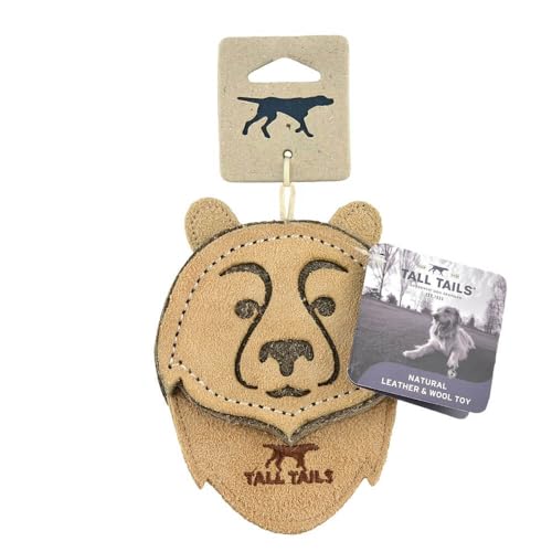 Tall Tails Natural Leather Bear Dog Toy 4 Inches