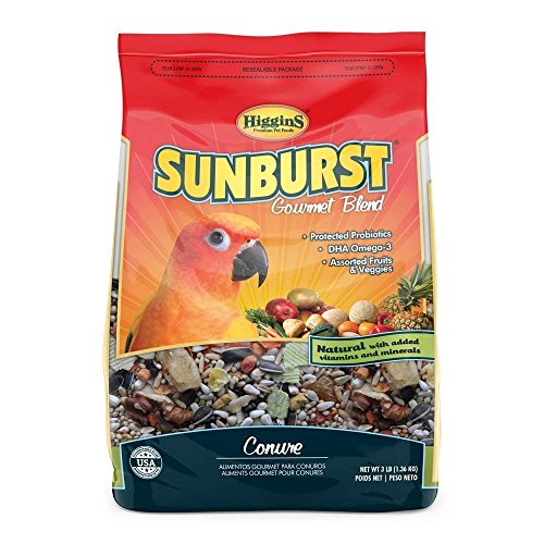 Higgins Sunburst Conure Bird Food, Gourmet Blend with fruits & Veggies, 3 lb. Bag Fast Delivery, by Just Jak's Pet Market