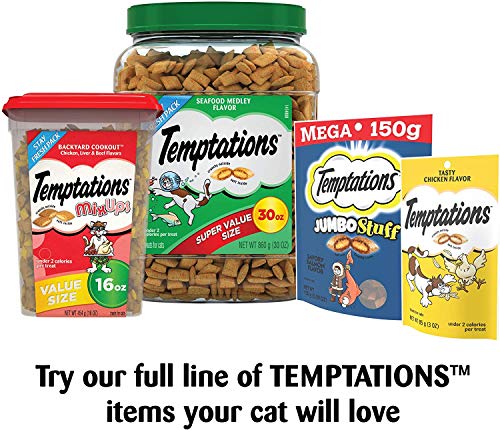 Temptation 3 Flavor Seafood Bundle Classic Crunchy and Soft Cat Treats, 6.3 Ounces Each, Under 2 Calories Per Treat