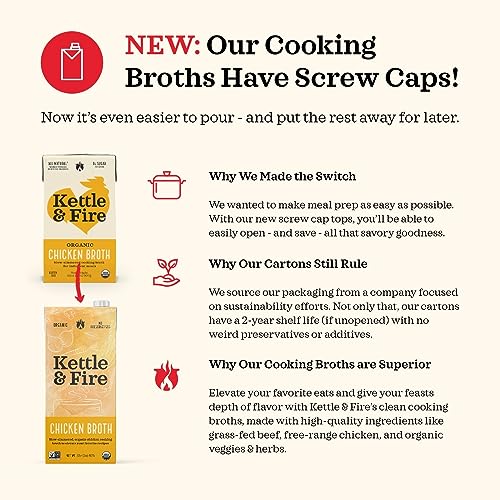 Vegetable broth by Kettle and Fire - fresh vegetables soup, Gluten-Free, Paleo Friendly, Dairy Free, Keto Diet, Natural Soup Base, 32oz (Pack of 4)