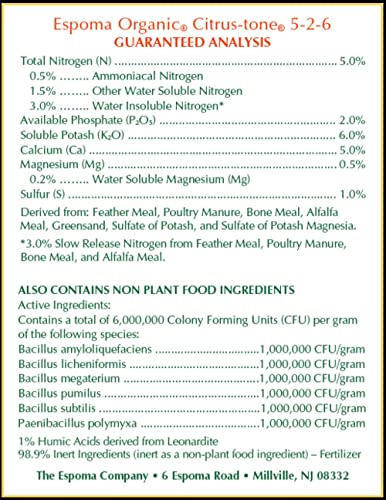 Espoma CT4 4-Pound Citrus-Tone 5-2-6 Plant Food
