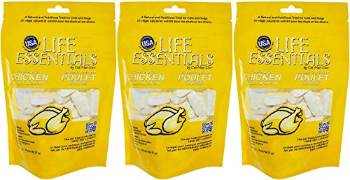 Life Essentials by Cat-Man-Doo 3 Pack of Freeze Dried Chicken Treats for Dogs and Cats, 2 Ounces Each, Single Ingredient, Made in The USA