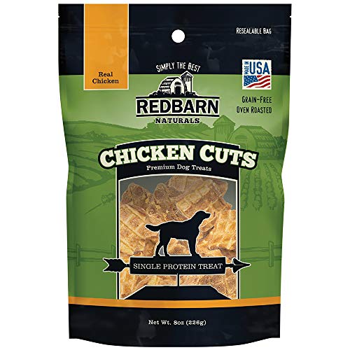 Redbarn Chicken Cuts Premium Dog Treats | 8 oz Resealable Bag | Grain Free & Oven Roasted | Single Protein | Made in The USA