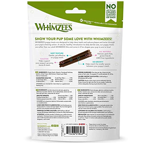 Whimzees 3 Pack of Puppy Daily Dental Treats, 14 Sticks Each, for Medium to Large Puppies