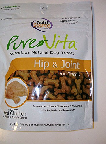 Pure Vita Dog Treats Bundle of 2-6 oz Bags - Salmon Skin & Coat and Chicken Hip & Joint