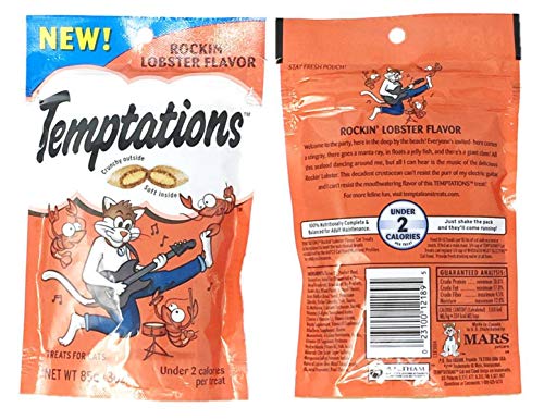Temptations Cat Treats Variety Pack Bundle of 4 Flavor Pouches (Rockin’ Lobster, Shrimpy Shrimp, Tempting Tuna, Tantalizing Turkey; 3 oz Each)