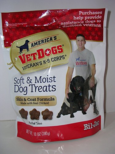Bil-Jac America's VetDogs Veteran's K-9 Corps Soft & Moist Skin & Coat Dog Treats, 6-10 oz. Bags