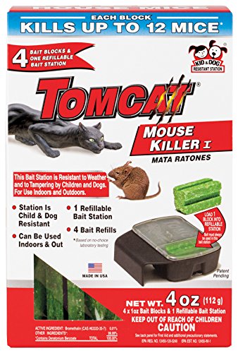Tomcat Mouse Killer I Kid and Dog Resistant Refillable Mouse Bait Station