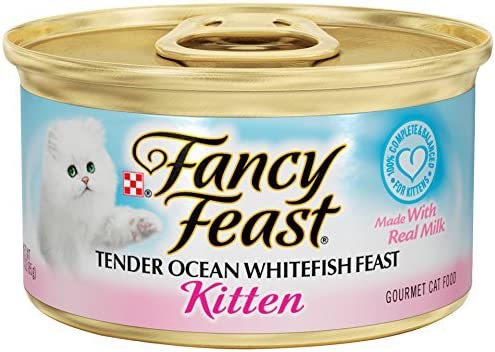 Fancy Feast Purina Tender Ocean Whitefish Feast Kitten Made with Real Milk (12-CANS) (NET WT 3 OZ Each)